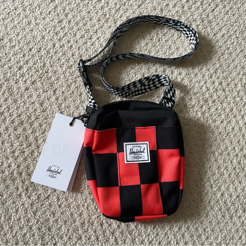 Herschel Supply Company Red and Black Checkered Crossbody Bag